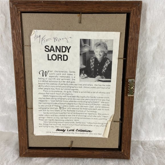 Vintage Framed Watercolor Print by Artist Sandy Lord Amish Couple with a Verse - Picture 3 of 5